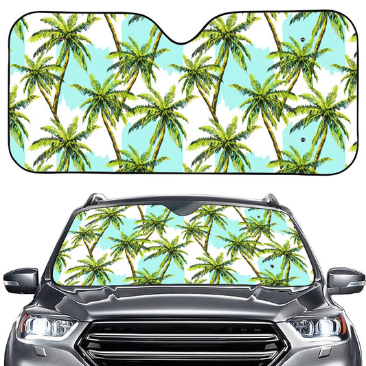 Palm Tree Tropical Pattern Print Car Windshield Sun Shade