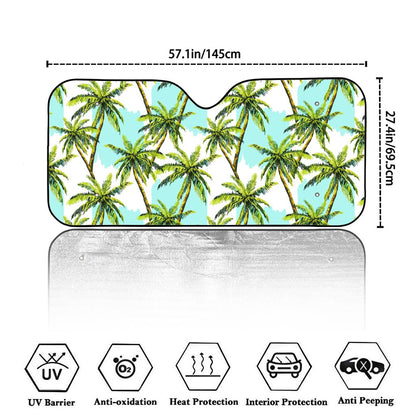 Palm Tree Tropical Pattern Print Car Windshield Sun Shade
