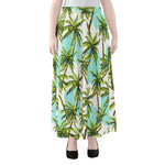 Palm Tree Tropical Pattern Print Chiffon Maxi Skirt