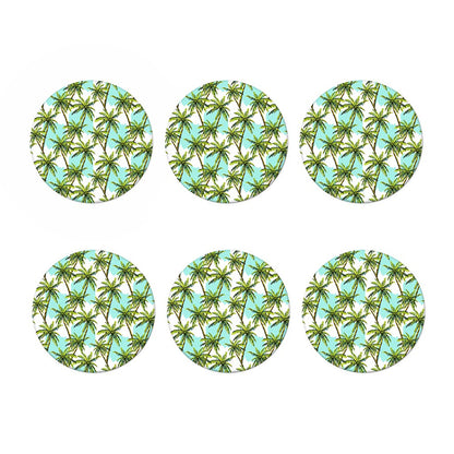 Palm Tree Tropical Pattern Print Coaster Set