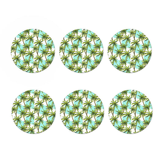 Palm Tree Tropical Pattern Print Coaster Set