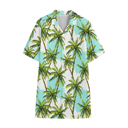 Palm Tree Tropical Pattern Print Cotton Hawaiian Shirt