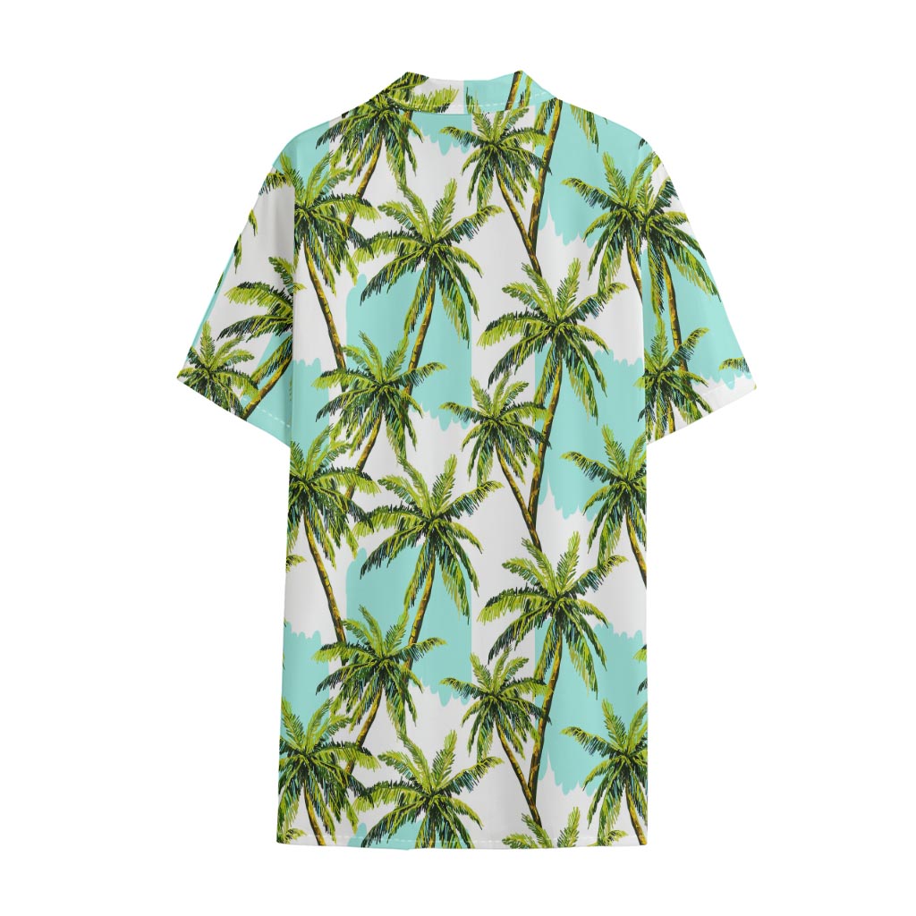 Palm Tree Tropical Pattern Print Cotton Hawaiian Shirt