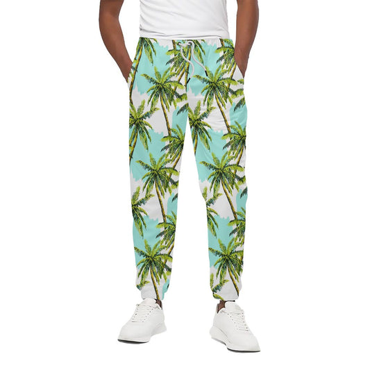 Palm Tree Tropical Pattern Print Cotton Pants