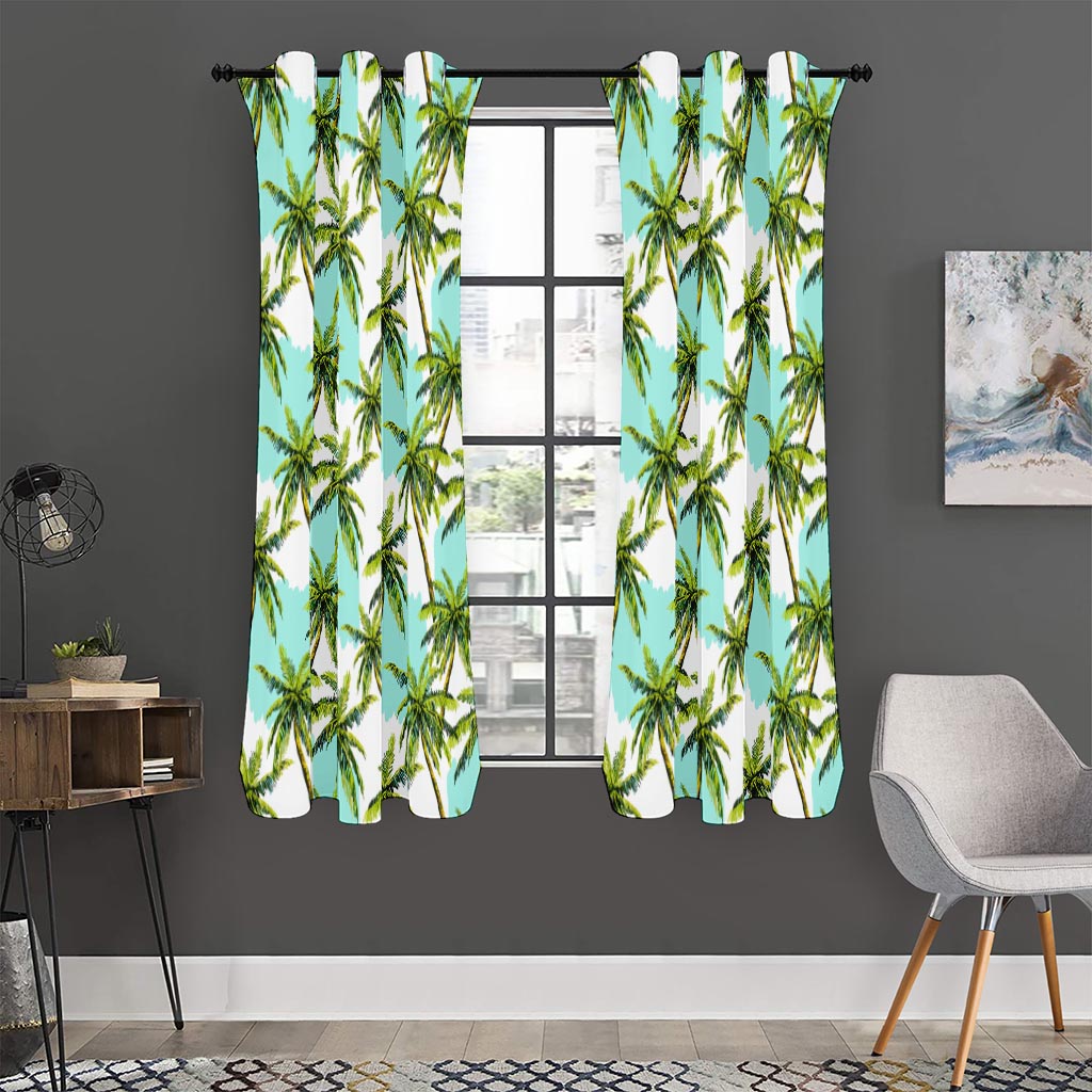 Palm Tree Tropical Pattern Print Curtain