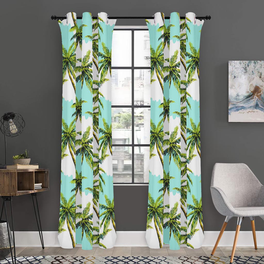 Palm Tree Tropical Pattern Print Curtain
