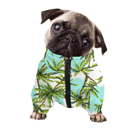 Palm Tree Tropical Pattern Print Dog Zip Up Jacket