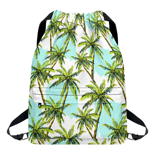Palm Tree Tropical Pattern Print Drawstring Backpack