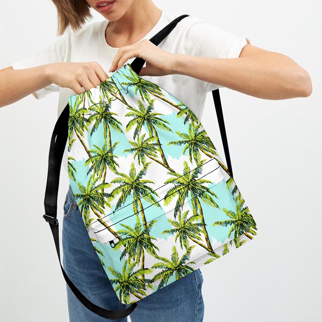 Palm Tree Tropical Pattern Print Drawstring Backpack