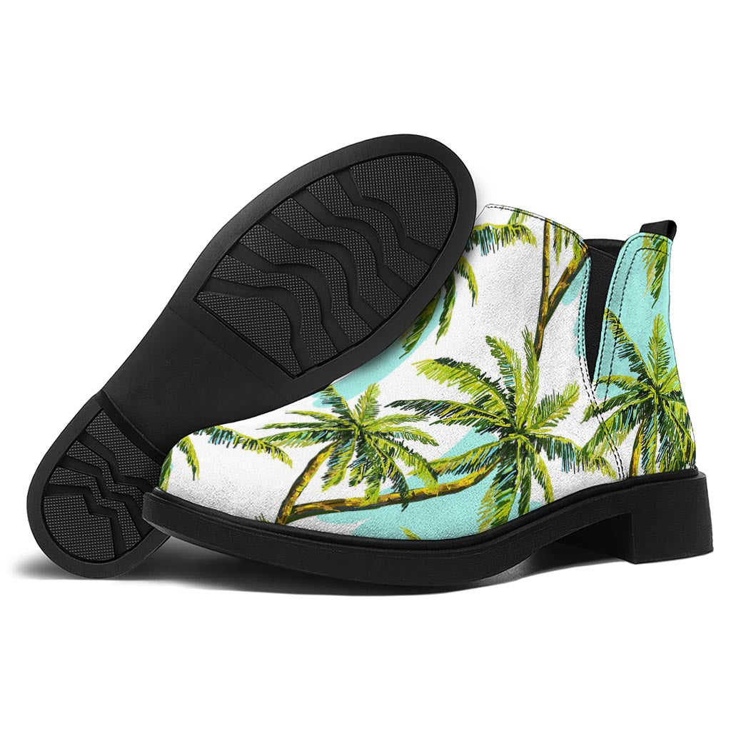 Palm Tree Tropical Pattern Print Flat Ankle Boots