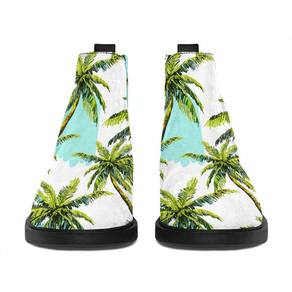Palm Tree Tropical Pattern Print Flat Ankle Boots