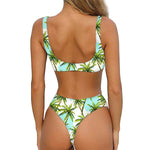 Palm Tree Tropical Pattern Print Front Bow Tie Bikini