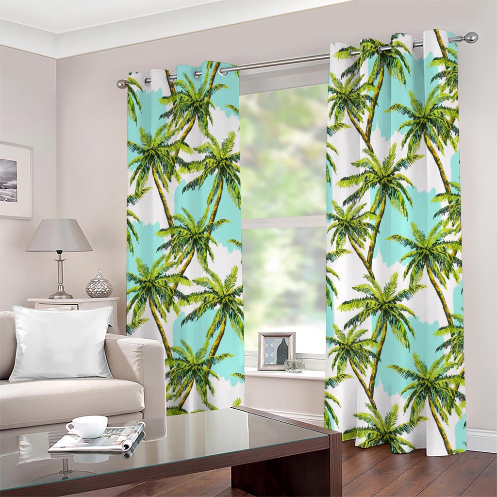 Palm Tree Tropical Pattern Print Grommet Curtains
