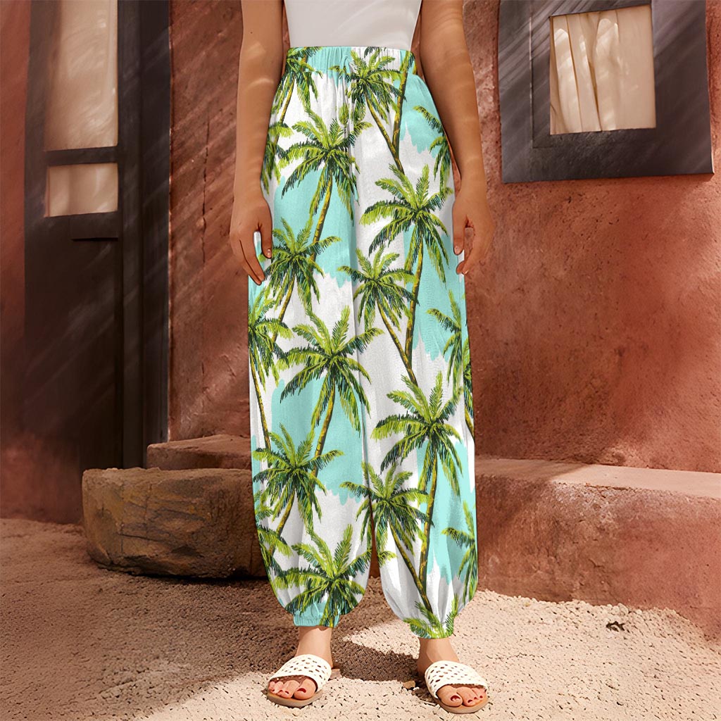 Palm Tree Tropical Pattern Print Harem Pants