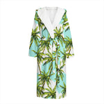 Palm Tree Tropical Pattern Print Hooded Bathrobe