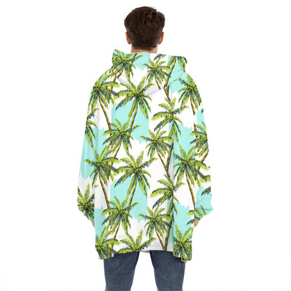 Palm Tree Tropical Pattern Print Hoodie Blanket