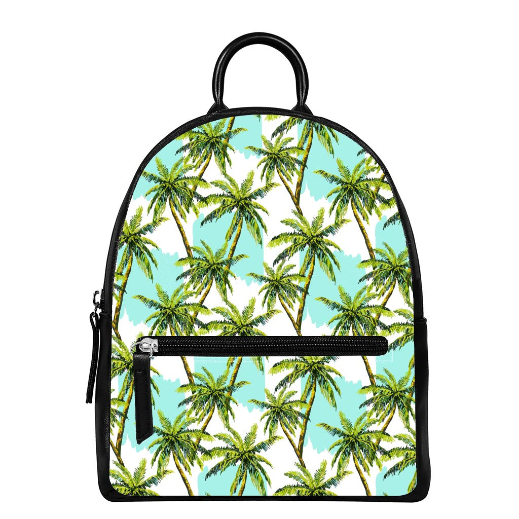 Palm Tree Tropical Pattern Print Leather Backpack