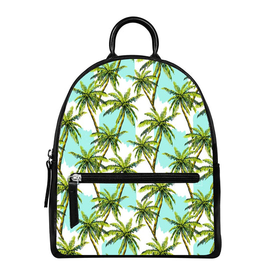 Palm Tree Tropical Pattern Print Leather Backpack