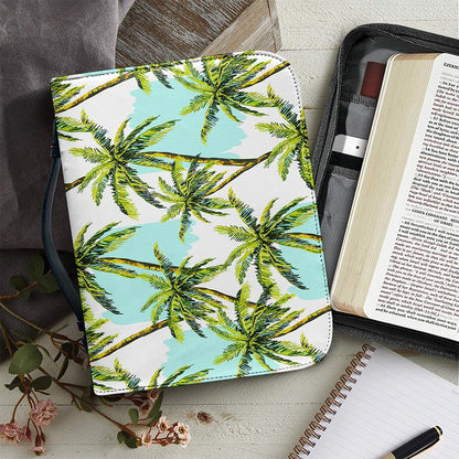 Palm Tree Tropical Pattern Print Leather Bible Cover