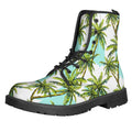 Palm Tree Tropical Pattern Print Lace-Up Boots