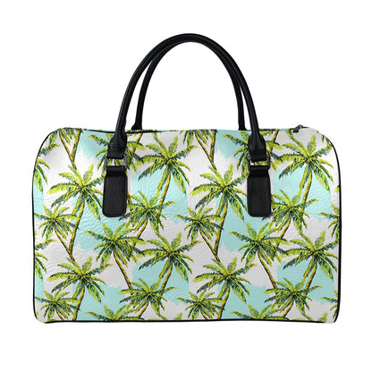 Palm Tree Tropical Pattern Print Leather Duffle Bag