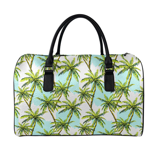 Palm Tree Tropical Pattern Print Leather Duffle Bag