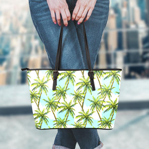Palm Tree Tropical Pattern Print Leather Tote Bag
