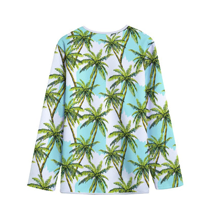 Palm Tree Tropical Pattern Print Long Sleeve Short Coat