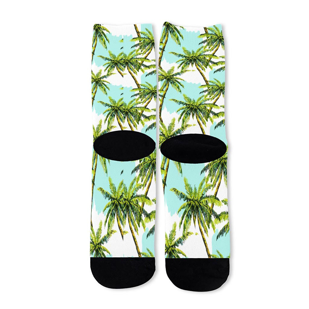 Palm Tree Tropical Pattern Print Long Socks