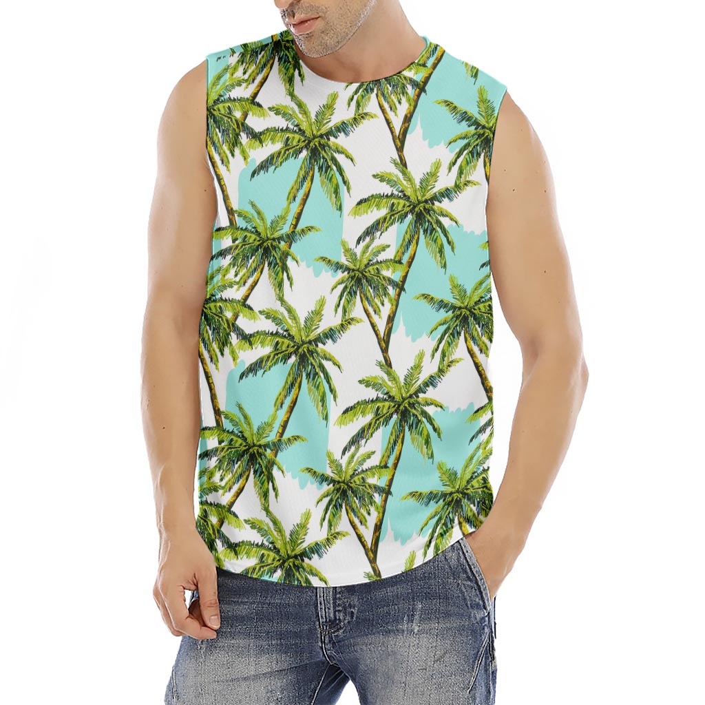 Palm Tree Tropical Pattern Print Men's Fitness Tank Top