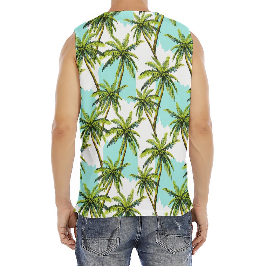 Palm Tree Tropical Pattern Print Men's Fitness Tank Top