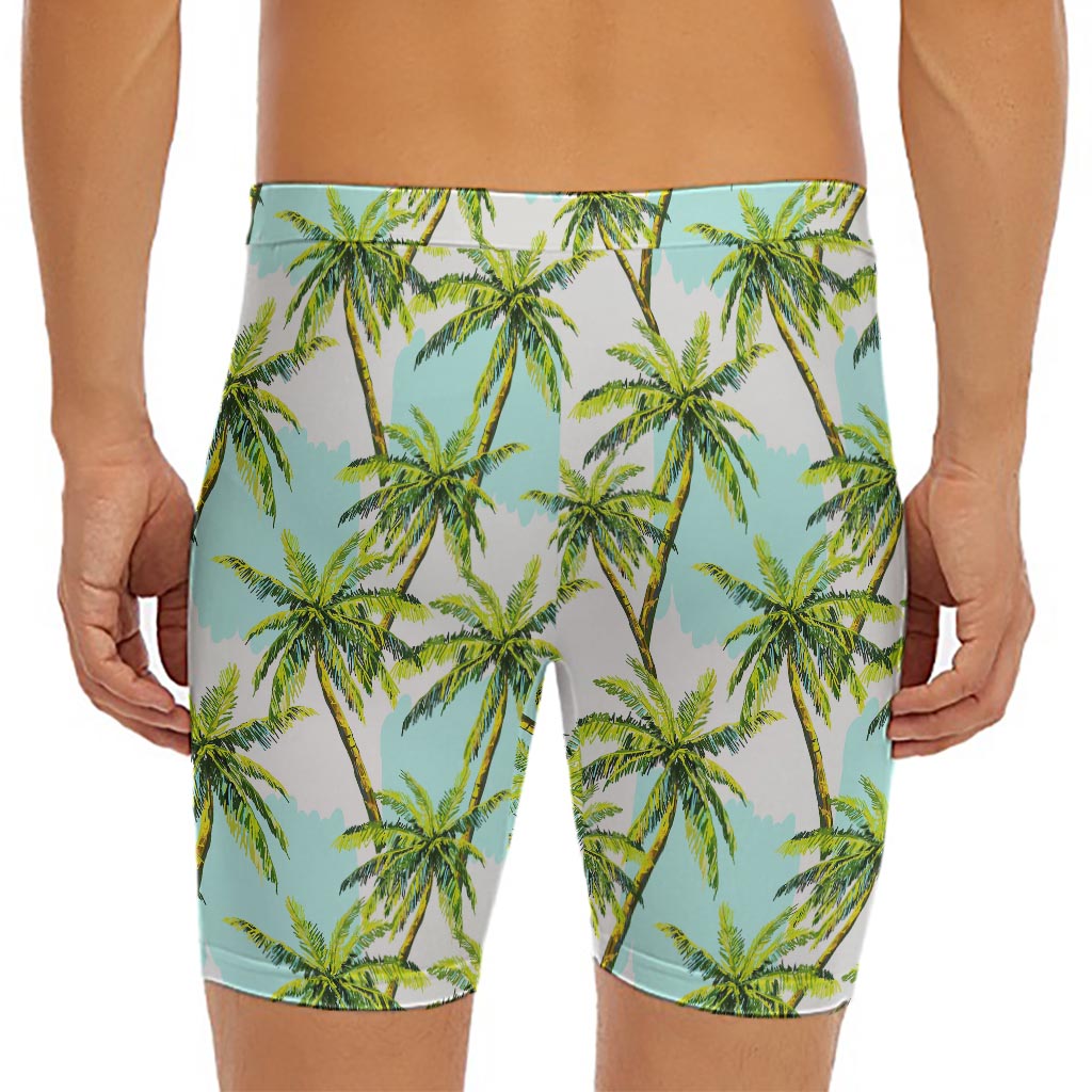Palm Tree Tropical Pattern Print Men's Long Boxer Briefs