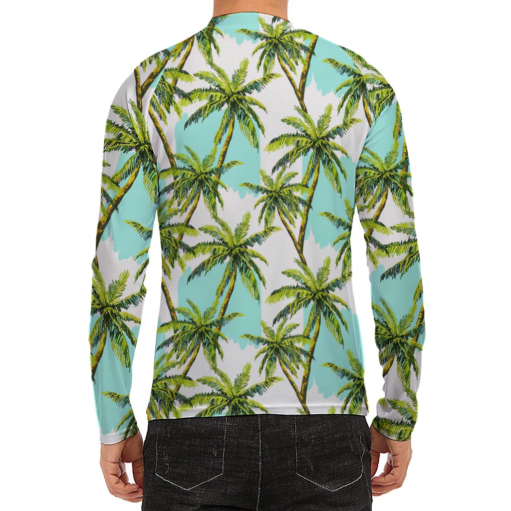 Palm Tree Tropical Pattern Print Men's Long Sleeve Rash Guard