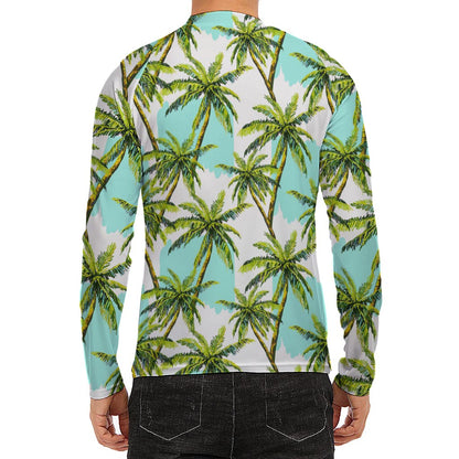 Palm Tree Tropical Pattern Print Men's Long Sleeve Rash Guard