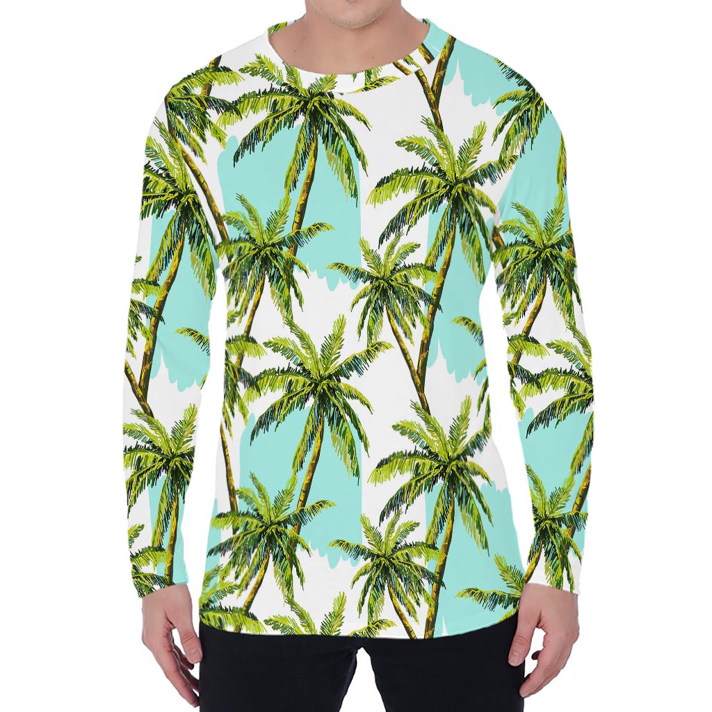 Palm Tree Tropical Pattern Print Men's Long Sleeve T-Shirt