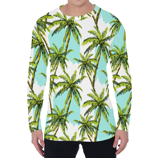 Palm Tree Tropical Pattern Print Men's Long Sleeve T-Shirt