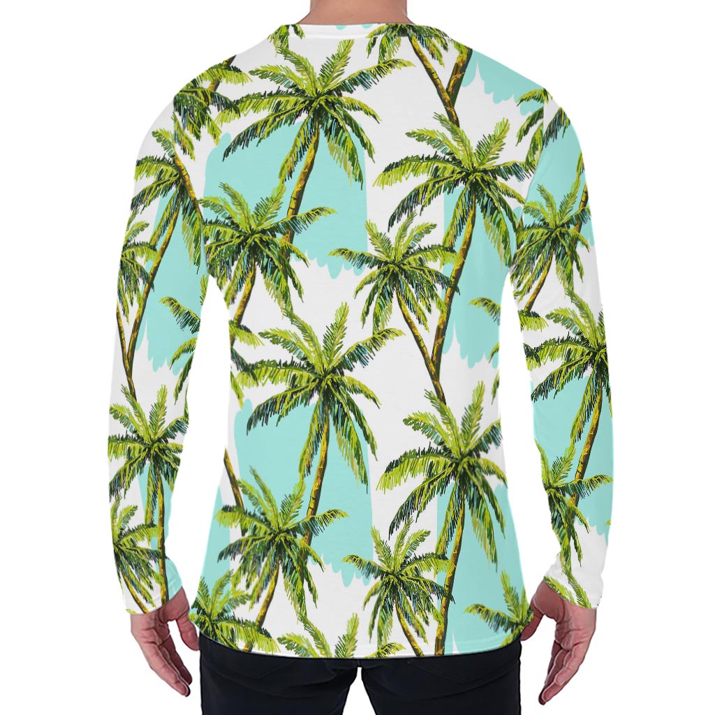 Palm Tree Tropical Pattern Print Men's Long Sleeve T-Shirt