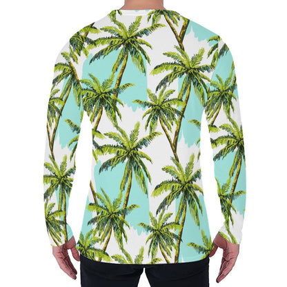 Palm Tree Tropical Pattern Print Men's Long Sleeve T-Shirt
