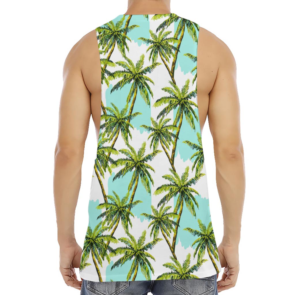 Palm Tree Tropical Pattern Print Men's Muscle Tank Top
