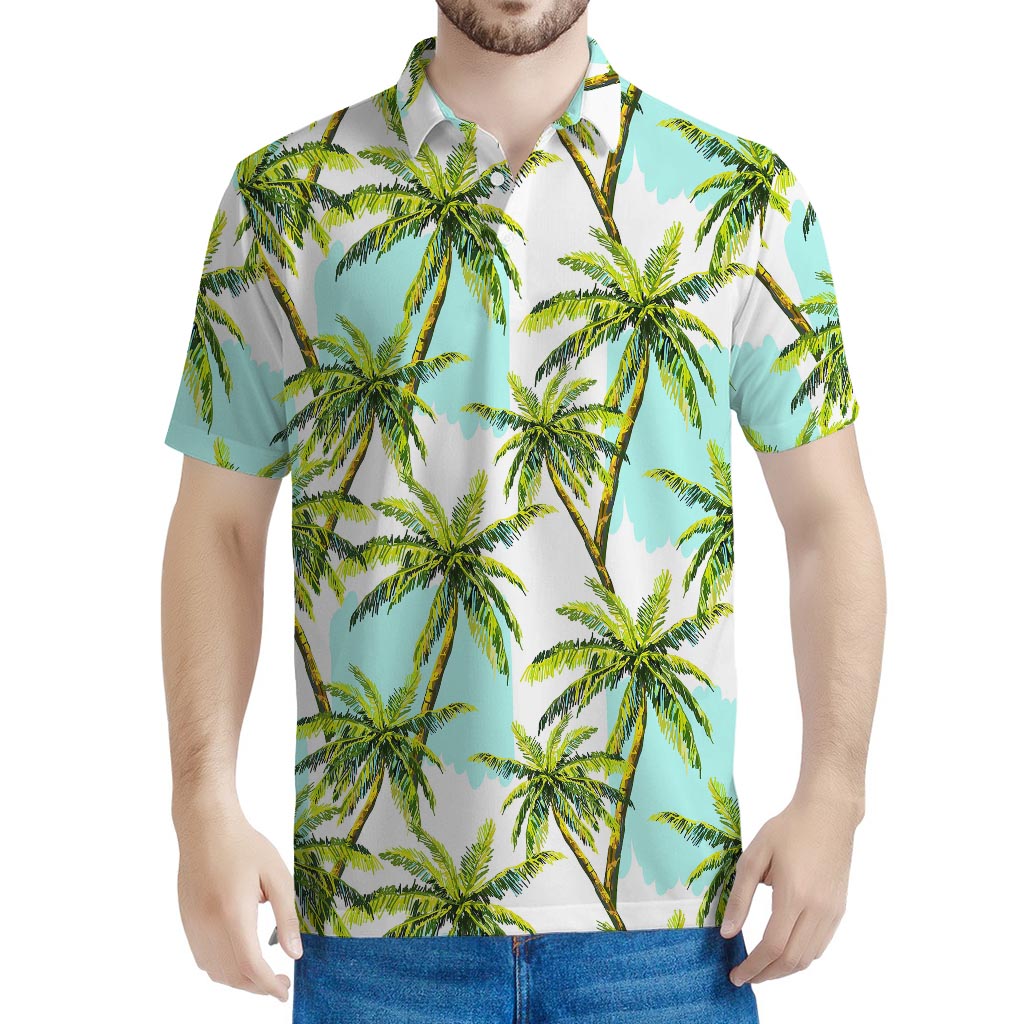 Palm Tree Tropical Pattern Print Men's Polo Shirt