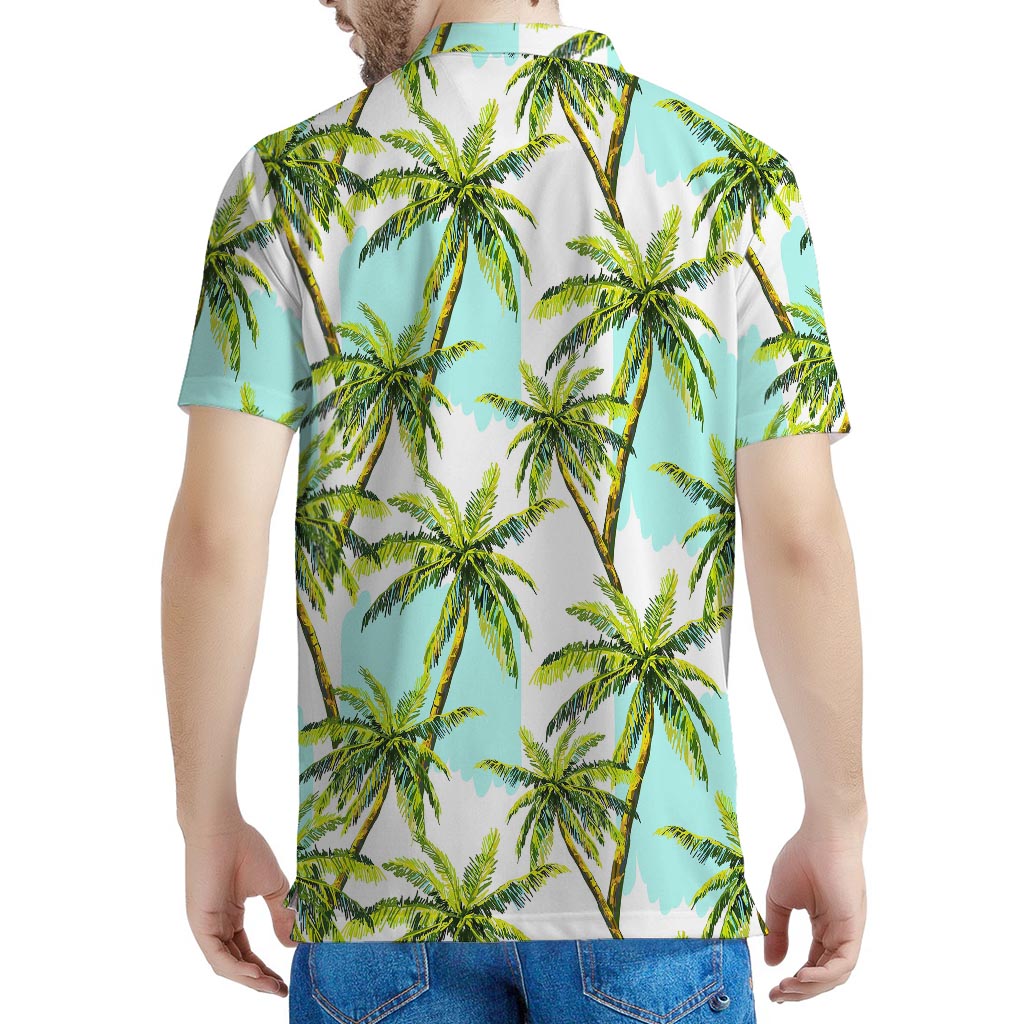 Palm Tree Tropical Pattern Print Men's Polo Shirt