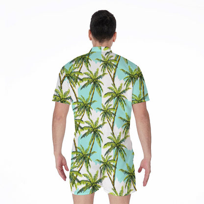 Palm Tree Tropical Pattern Print Men's Rompers