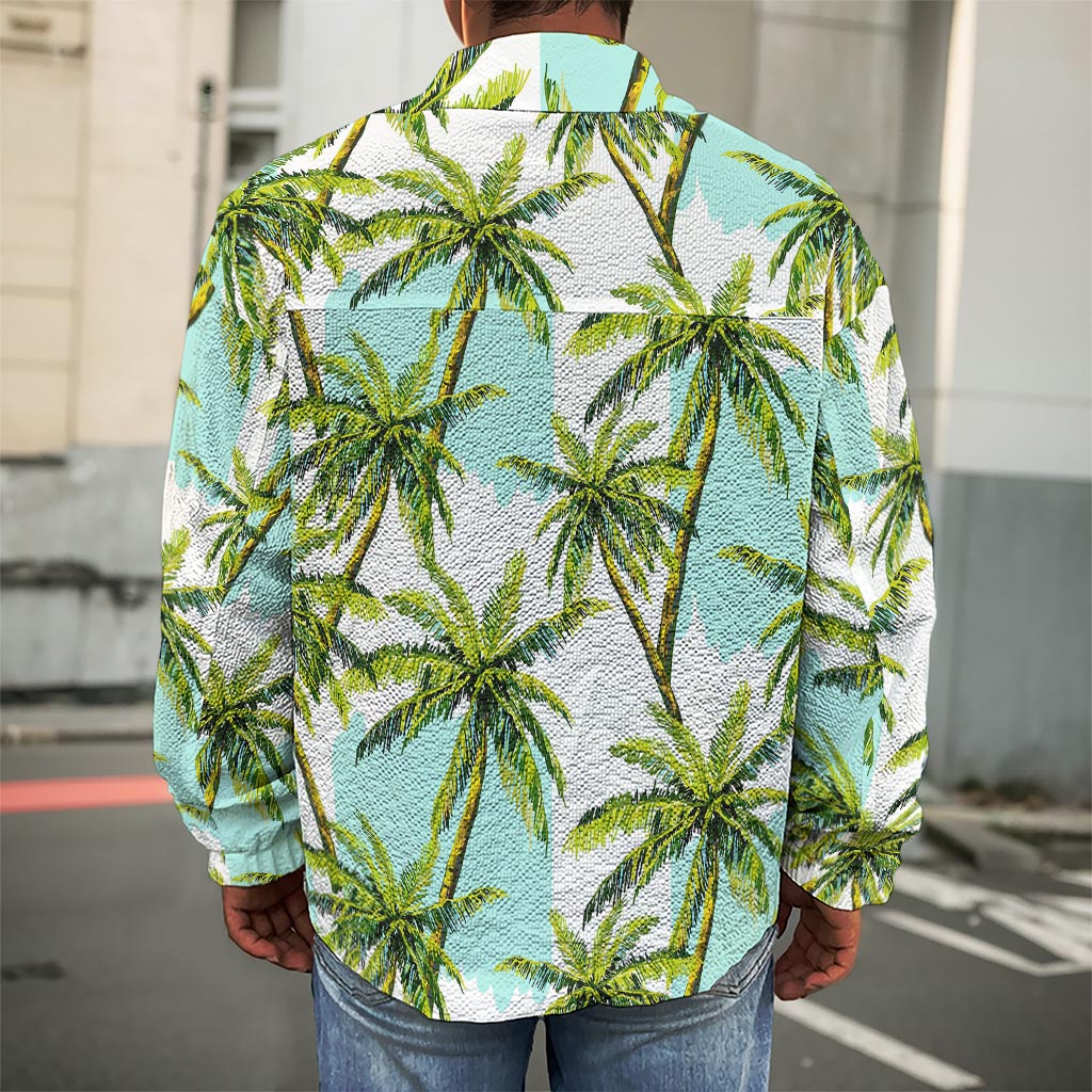 Palm Tree Tropical Pattern Print Men's Shirt Jacket