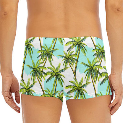Palm Tree Tropical Pattern Print Men's Short Boxer Briefs