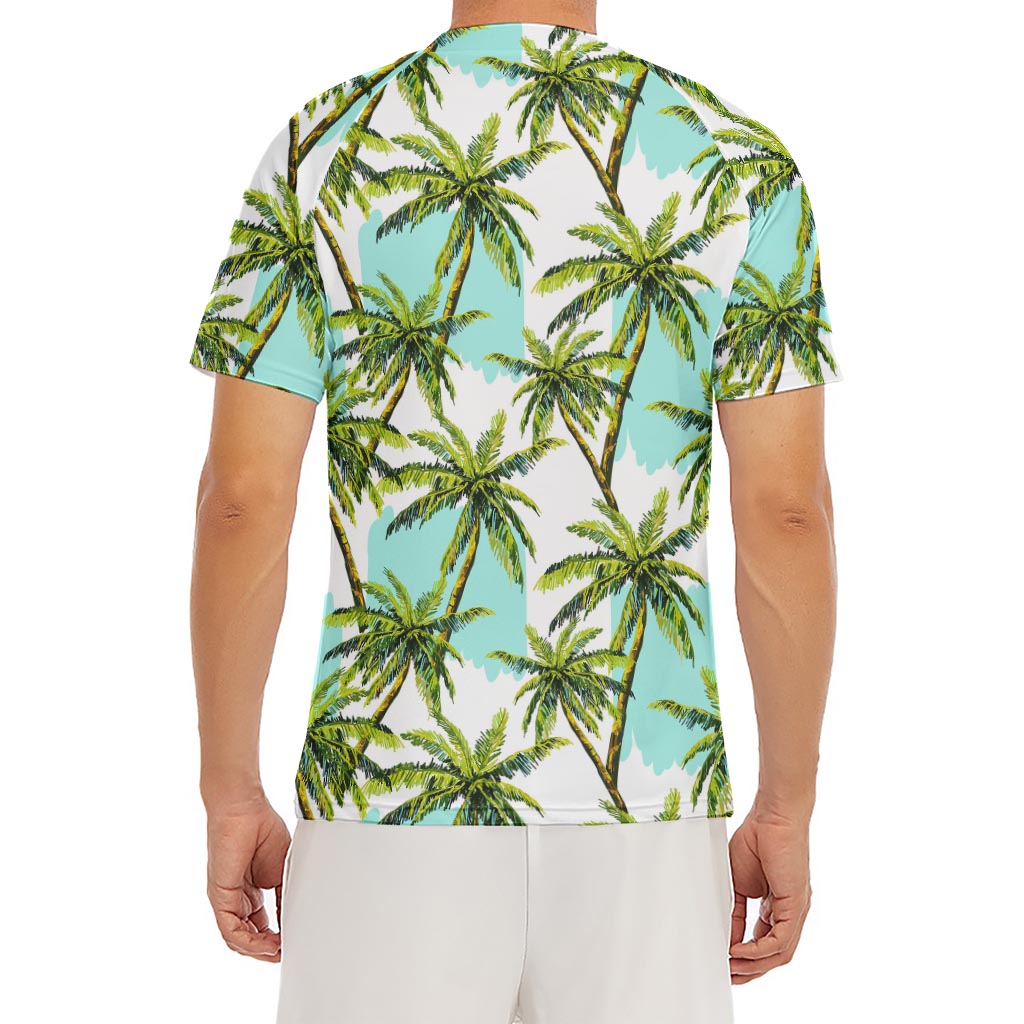Palm Tree Tropical Pattern Print Men's Short Sleeve Rash Guard