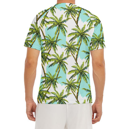 Palm Tree Tropical Pattern Print Men's Short Sleeve Rash Guard