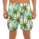 Palm Tree Tropical Pattern Print Men's Split Running Shorts