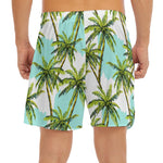 Palm Tree Tropical Pattern Print Men's Split Running Shorts