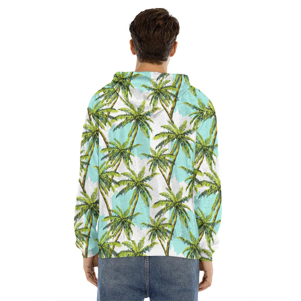 Palm Tree Tropical Pattern Print Men's Velvet Pullover Hoodie