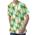 Palm Tree Tropical Pattern Print Men's Velvet T-Shirt